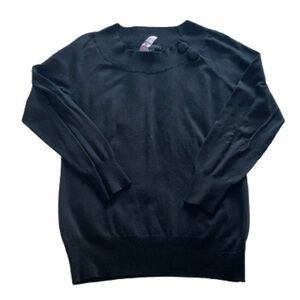 Banana Republic black 3/4 length sleeve silk covered button sweater size S